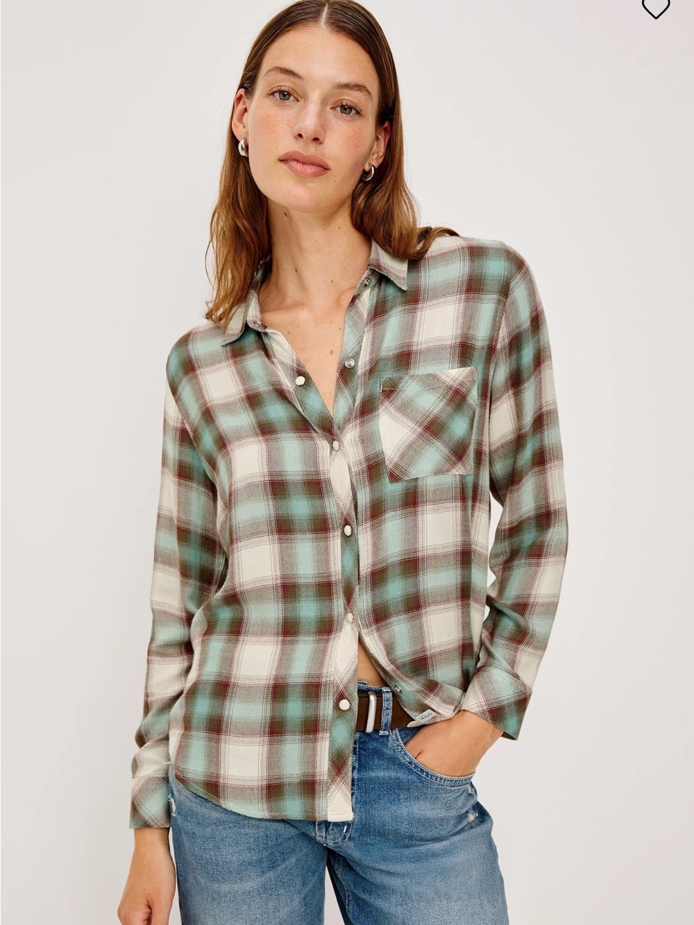Rails Green and Brown Plaid Button-Down Shirt